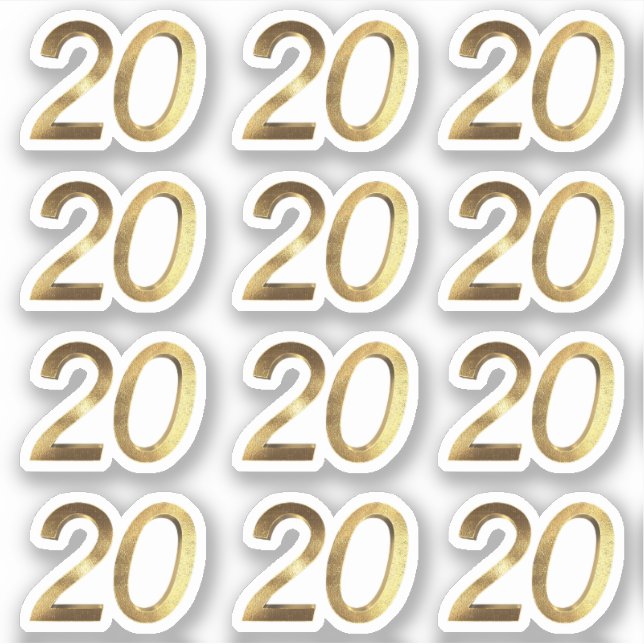Numbers 20 Faux Gold 20th Anniversary Sticker (Front)
