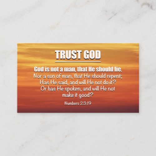 Numbers 2319  TRUST GOD Is Not A Man Scripture Business Card