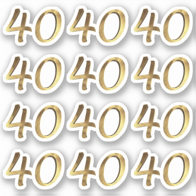 Numbers 40 Faux Gold 40th Anniversary Sticker (Front)