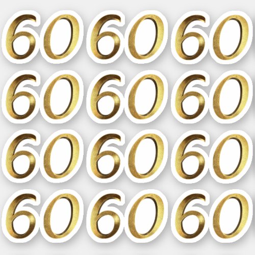 Numbers 60 Faux Gold 60th Anniversary Sticker