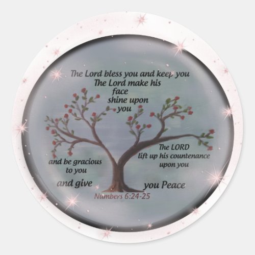 Numbers 624_26 Lord Bless You and Keep You Peace Classic Round Sticker