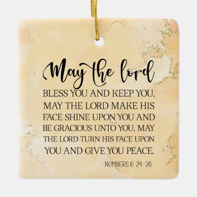 Numbers 6:24-26  Lord Bless You Bible Christmas Ceramic Ornament (Front)