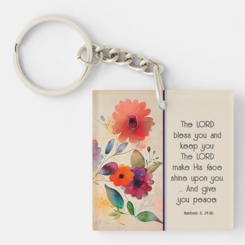 Numbers 6 24_26 Lord Bless You Floral Watercolor Keychain