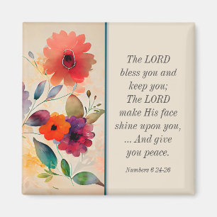 Numbers 6 24-26 Lord Bless You Floral Watercolor Magnet