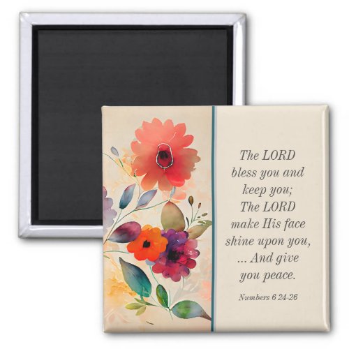 Numbers 6 24_26 Lord Bless You Floral Watercolor Magnet