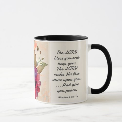 Numbers 6 24_26 Lord Bless You Floral Watercolor  Mug