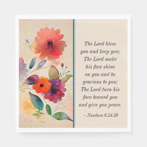 Numbers 6 24_26 Lord Bless You Floral Watercolor  Napkins