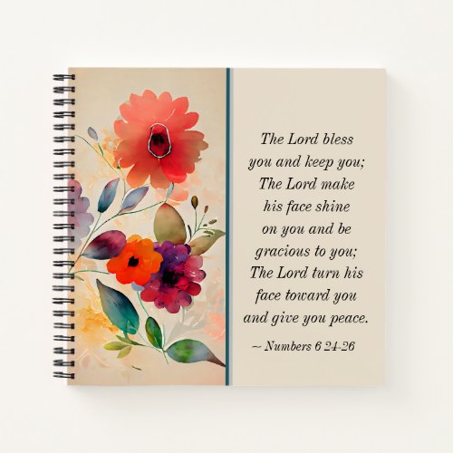 Numbers 6 24_26 Lord Bless You Floral Watercolor Notebook