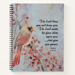 Numbers 6 24-26 Lord Bless You Red Bird &amp; Berries Notebook