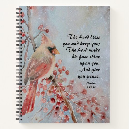 Numbers 6 24_26 Lord Bless You Red Bird  Berries Notebook