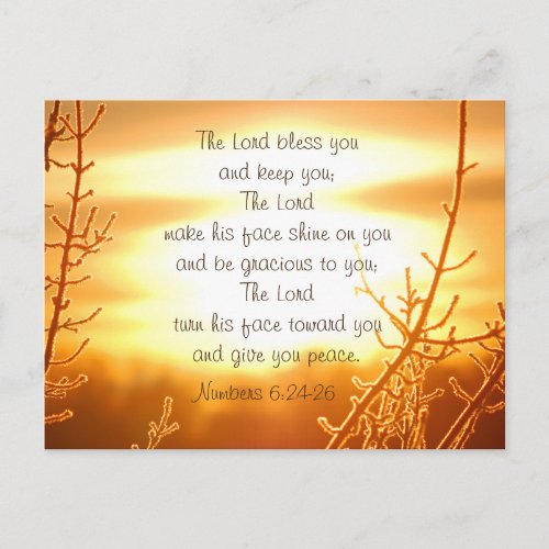 Numbers 6 24_26 Lords Blessing Bible Verse Postcard