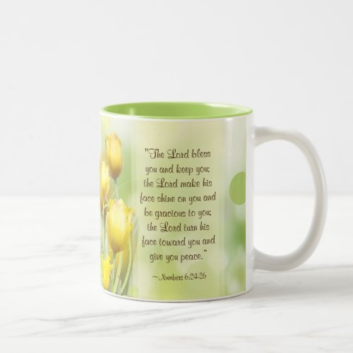 Numbers 624_26 Lords Blessing Yellow Tulips Two_Tone Coffee Mug