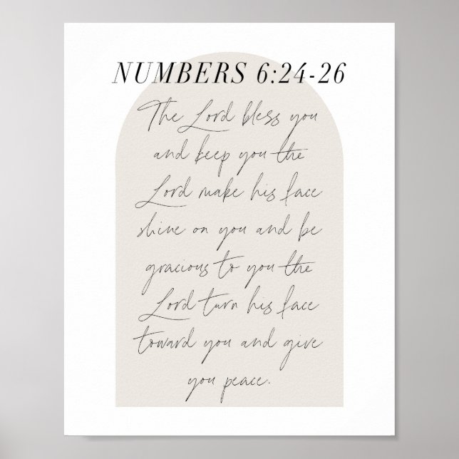 Numbers 6:24-26 Minimal Boho Beige Arch Script Poster (Front)