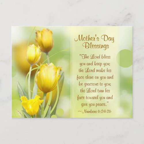 Numbers 624_26 Mothers Day Blessings Tulips Postcard