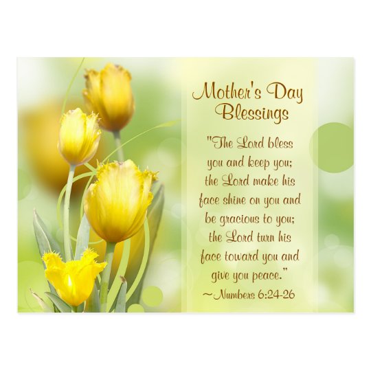 Numbers 6:24-26, Mother's Day Blessings, Tulips Postcard | Zazzle.com