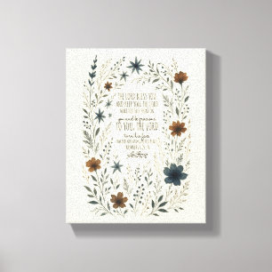 Numbers 6:24–26 Priestly Blessing Vintage Floral Canvas Print