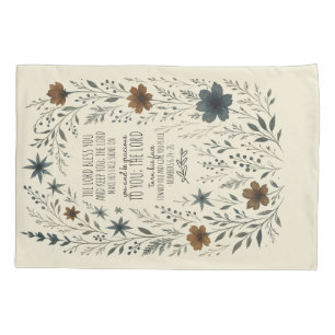 Numbers 6:24–26 Priestly Blessing Vintage Floral Pillow Case