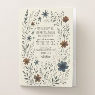 Numbers 6:24–26 Priestly Blessing Vintage Floral Pocket Folder