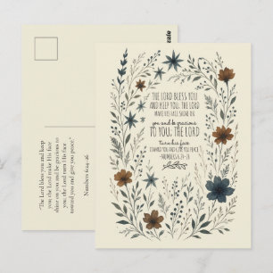 Numbers 6:24–26 Priestly Blessing Vintage Floral Postcard