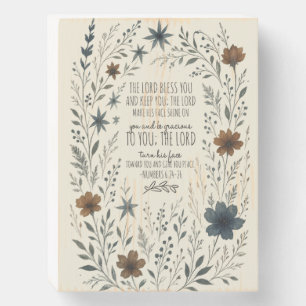 Numbers 6:24–26 Priestly Blessing Vintage Floral Wooden Box Sign