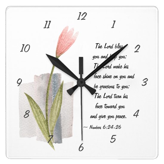 Numbers 6:24-26 The Lord Bless You and Keep You Square Wall Clock