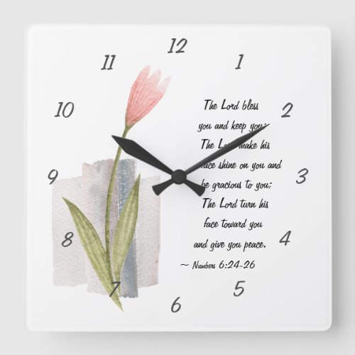 Numbers 624_26 The Lord Bless You and Keep You Square Wall Clock