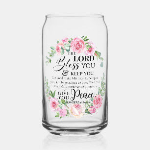 Numbers 6:24-26 The Lord Bless you Bible Rose Can Glass