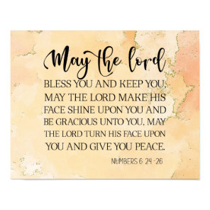 Numbers 6:24-26 The Lord Bless You Bible Verse  Poster