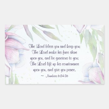 Numbers 6:24-26 The Lord Bless You  Bible Verse Rectangular Sticker by CChristianDesigns at Zazzle