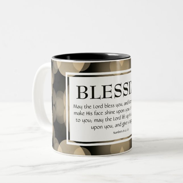 Numbers 6:24-26 THE LORD BLESS YOU Christian Two-Tone Coffee Mug (Front Left)