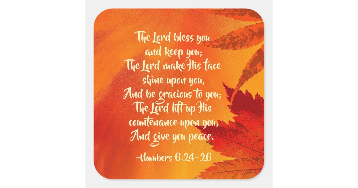 Numbers 6:24-26 The Lord Bless You, Fall Leaves Square Sticker | Zazzle.com
