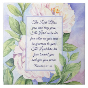 Numbers 6 24-26 The Lord Bless You Flowers Ceramic Tile
