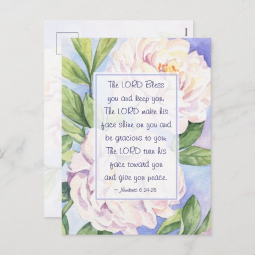 Numbers 6 24-26 The Lord Bless You Flowers Postcard | Zazzle