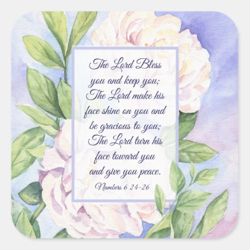 Numbers 6 24_26 The Lord Bless You Flowers Square Sticker