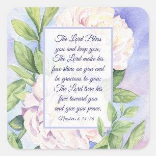 Numbers 6 24-26 The Lord Bless You Flowers Square Sticker