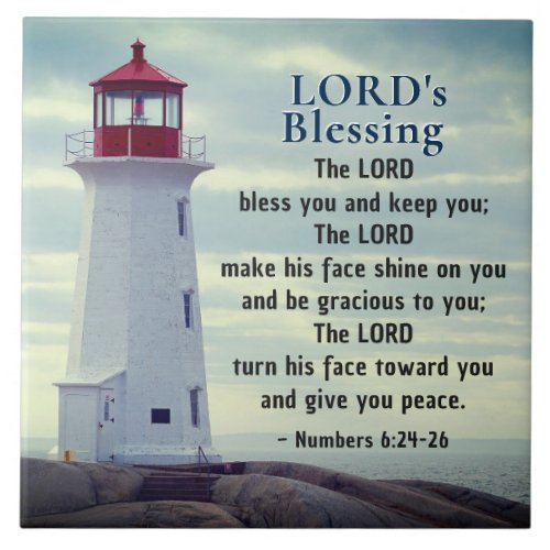 Numbers 6 24_26 The Lord Bless You Lighthouse Ceramic Tile