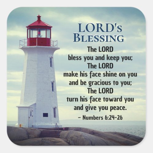 Numbers 6 24_26 The Lord Bless You Lighthouse Square Sticker