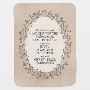 Numbers 6:24–26 The Lord Bless You Neutral Vintage Baby Blanket