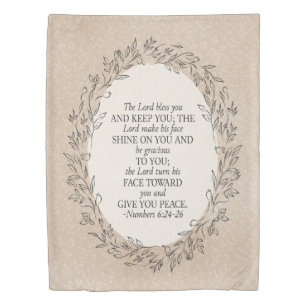 Numbers 6:24–26 The Lord Bless You Neutral Vintage Duvet Cover