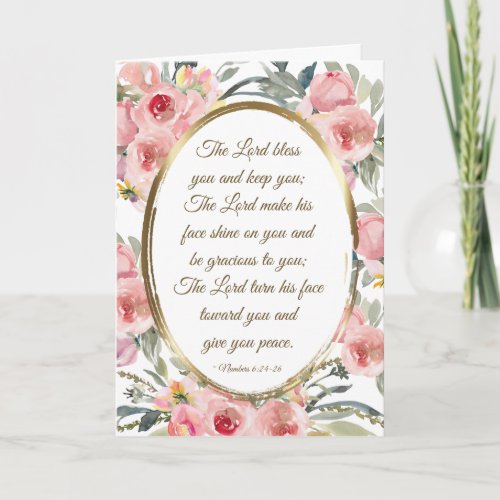 Numbers 624_26 The Lord Bless You Pink Floral Card