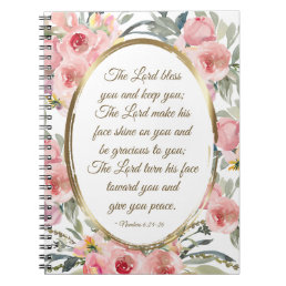 Numbers 6:24-26 The Lord Bless You Pink Floral  Notebook