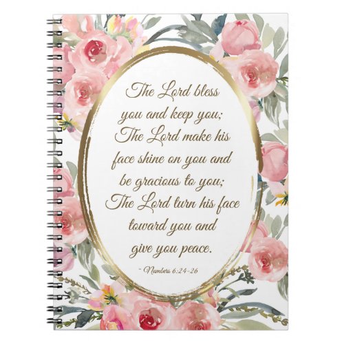 Numbers 624_26 The Lord Bless You Pink Floral  Notebook