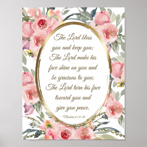 Numbers 624_26 The Lord Bless You Pink Floral Poster