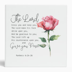 Numbers 6:24-26 The Lord Bless you Rose Flower 3 Ring Binder