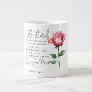 Numbers 6:24-26 The Lord Bless you Rose Flower Giant Coffee Mug