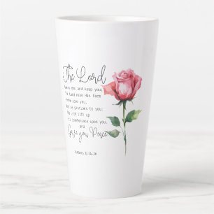 Numbers 6:24-26 The Lord Bless you Rose Flower Latte Mug