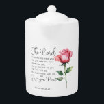 Numbers 6:24-26 The Lord Bless you Rose Flower Teapot<br><div class="desc">The Lord bless you and keep you; The Lord make His face shine upon you,  And be gracious to you; The Lord lift up His countenance upon you,  And give you peace. - Numbers 6:24-26 Bible Scripture with One Single Rose Flower Design.</div>
