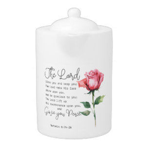 Numbers 6:24-26 The Lord Bless you Rose Flower Teapot