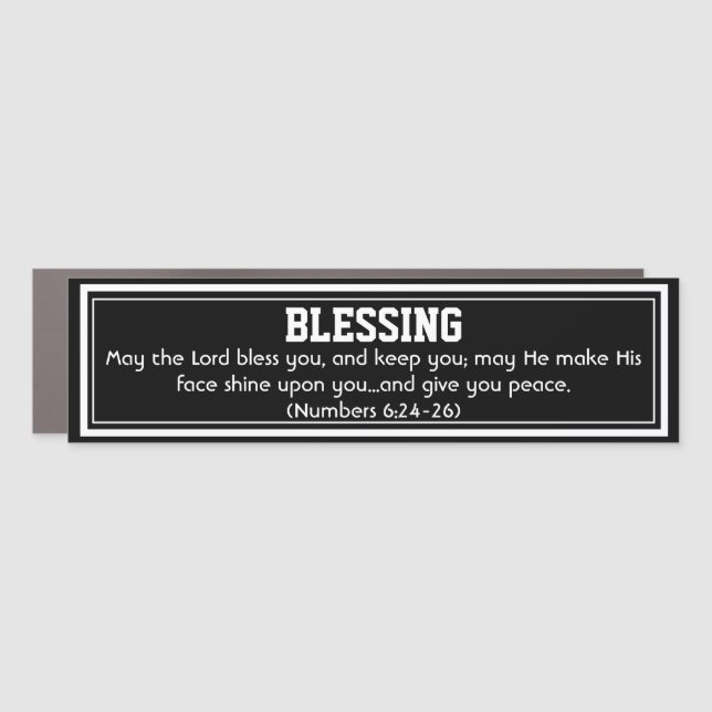 Numbers 6:24-26 THE LORD BLESS YOU Scripture BLACK Car Magnet (Front)