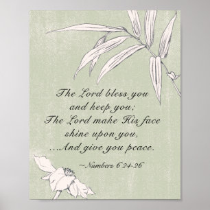 Numbers 6 24-26 The Lord Bless You Simple Floral Poster